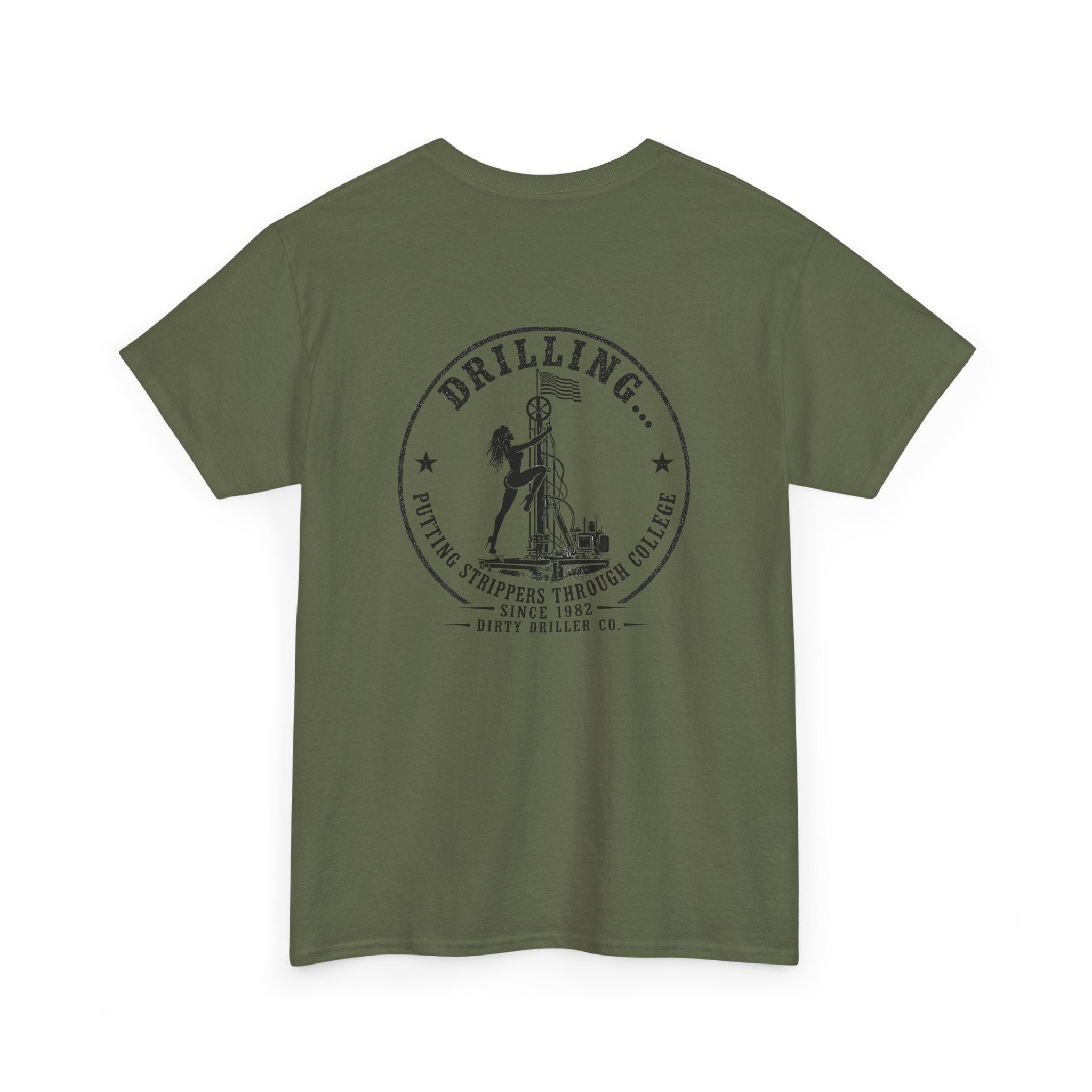 Dirty Driller Co. Black Stripper Logo Graphic Tee