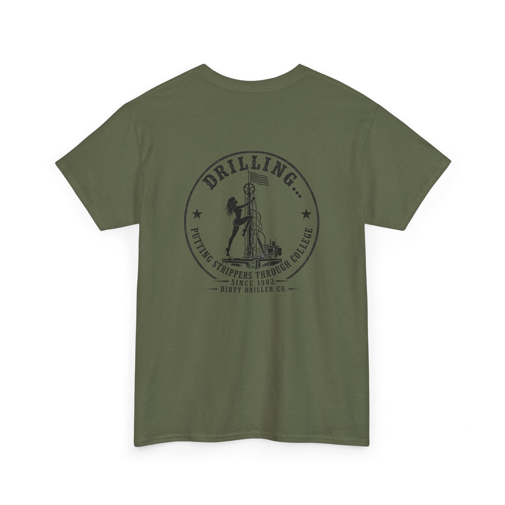 Dirty Driller Co. Black Stripper Logo Graphic Tee