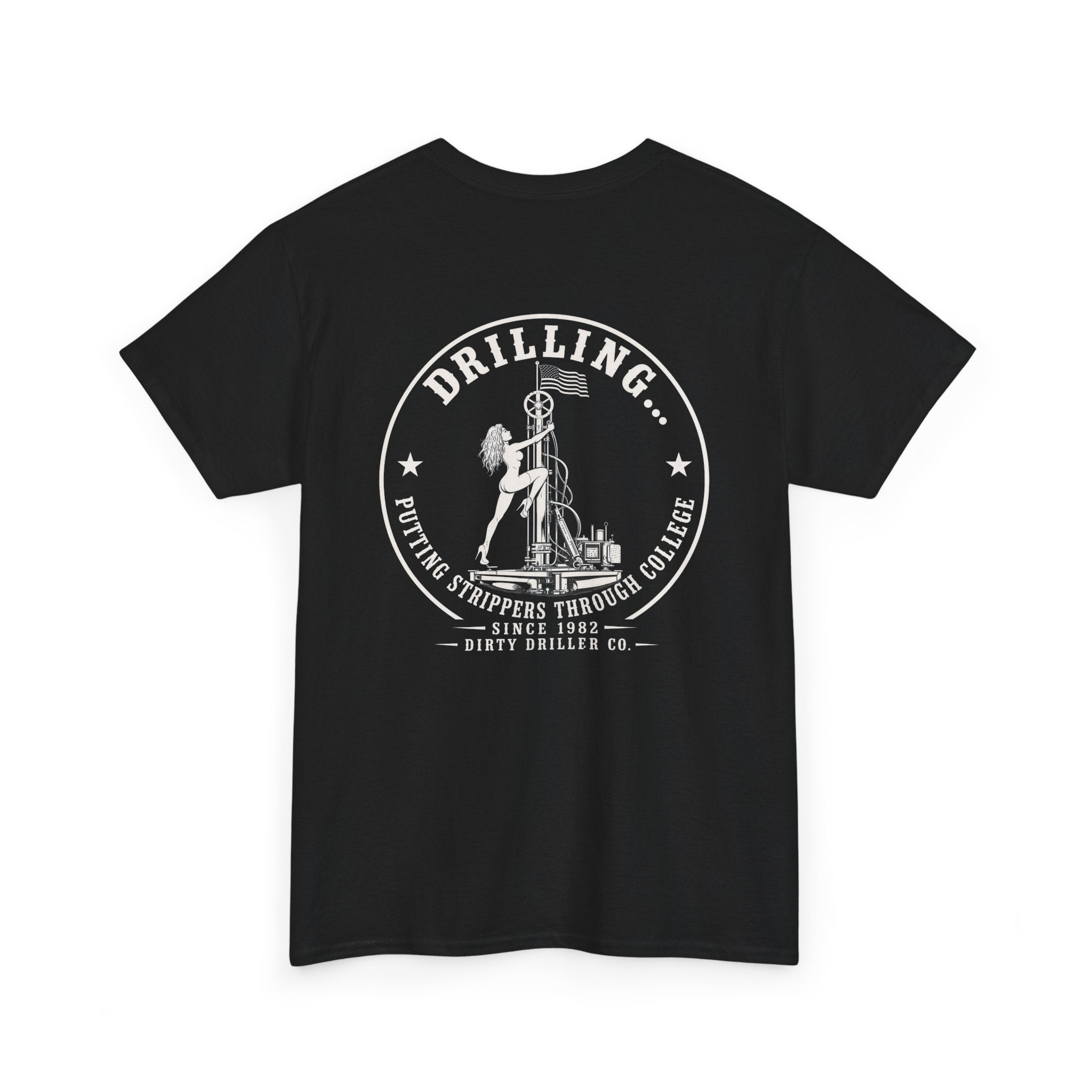 Dirty Driller Co. White Stripper Logo Graphic Tee
