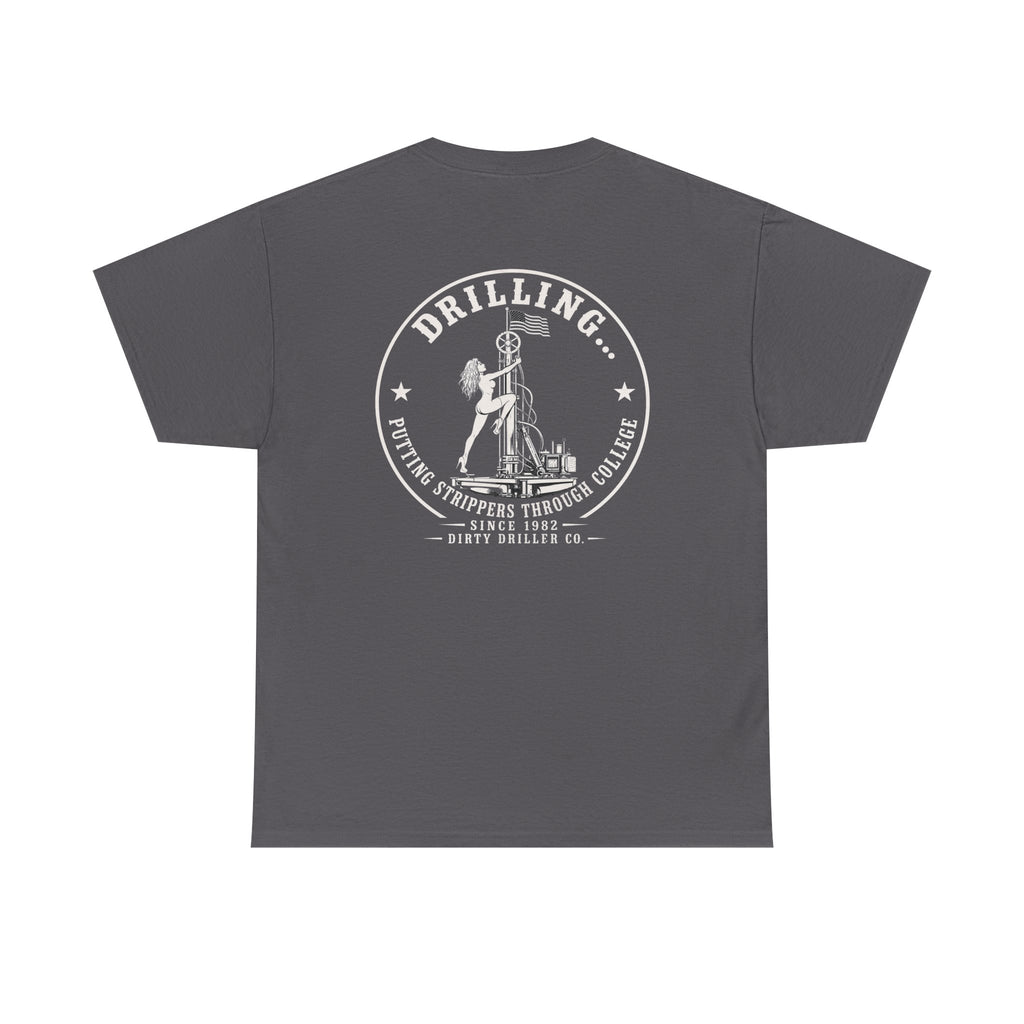 Dirty Driller Co. White Stripper Logo Graphic Tee