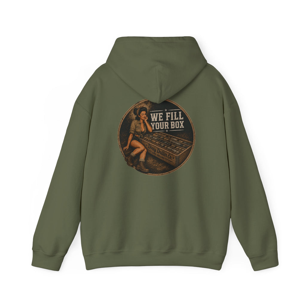 Dirty Driller Co. We Fill you Box Graphic Hoodie