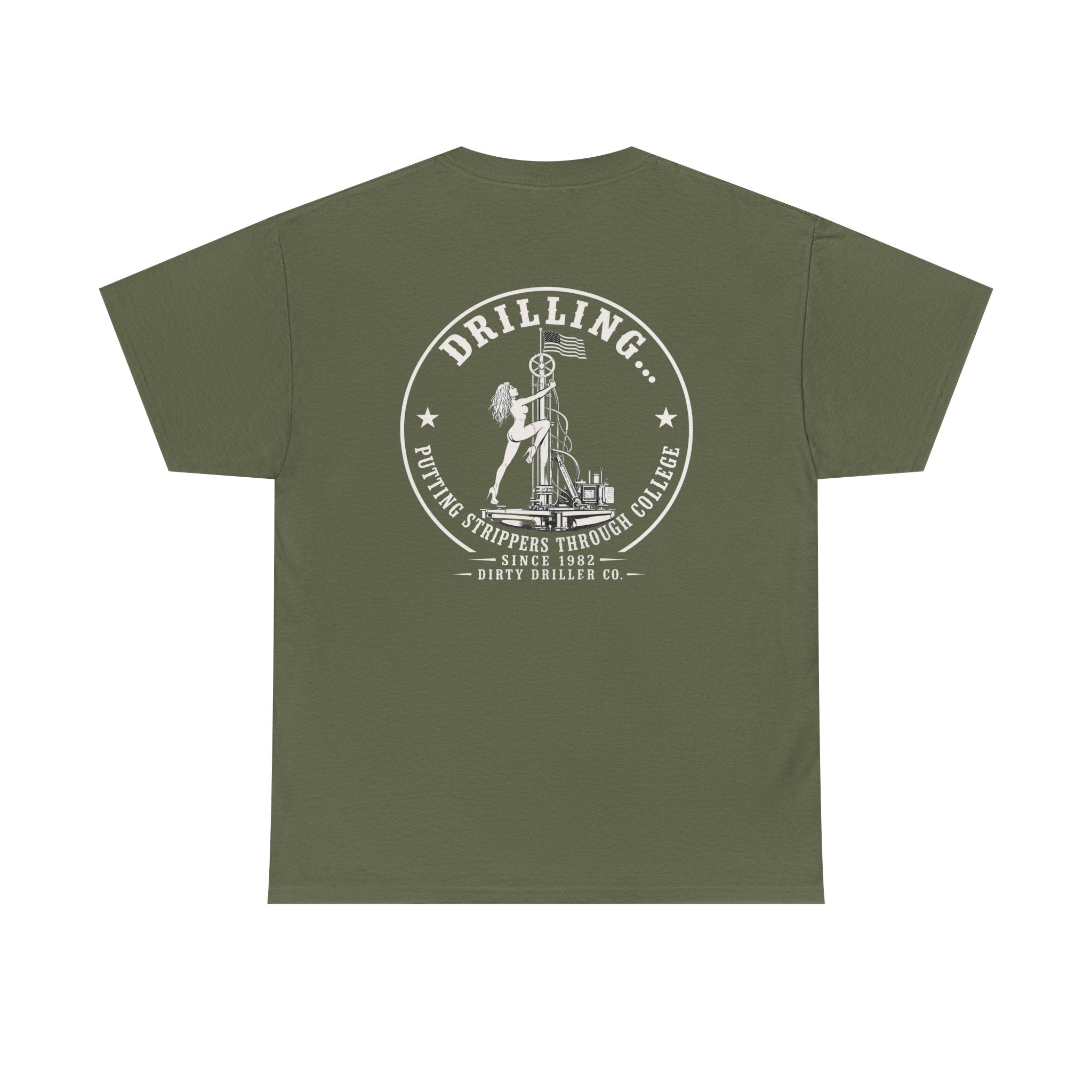 Dirty Driller Co. White Stripper Logo Graphic Tee