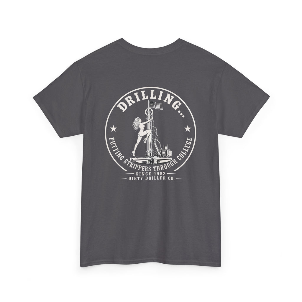 Dirty Driller Co. White Stripper Logo Graphic Tee