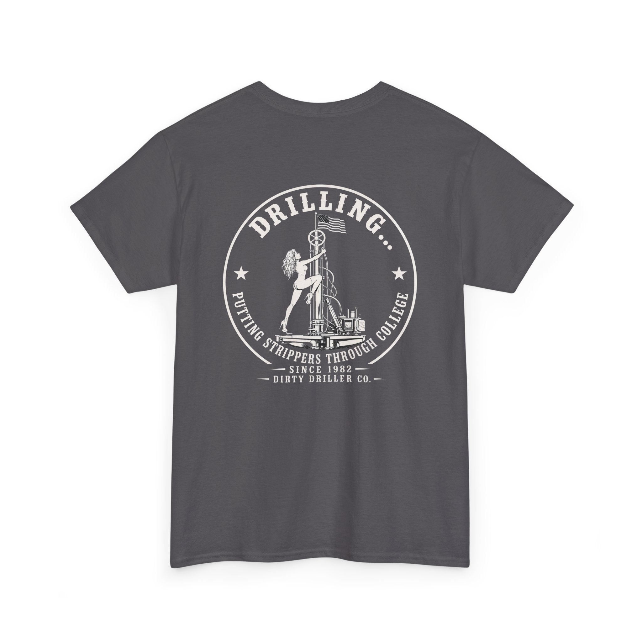 Dirty Driller Co. White Stripper Logo Graphic Tee