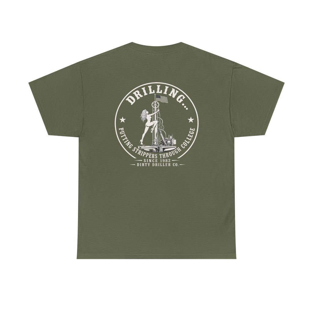 Dirty Driller Co. White Stripper Logo Graphic Tee