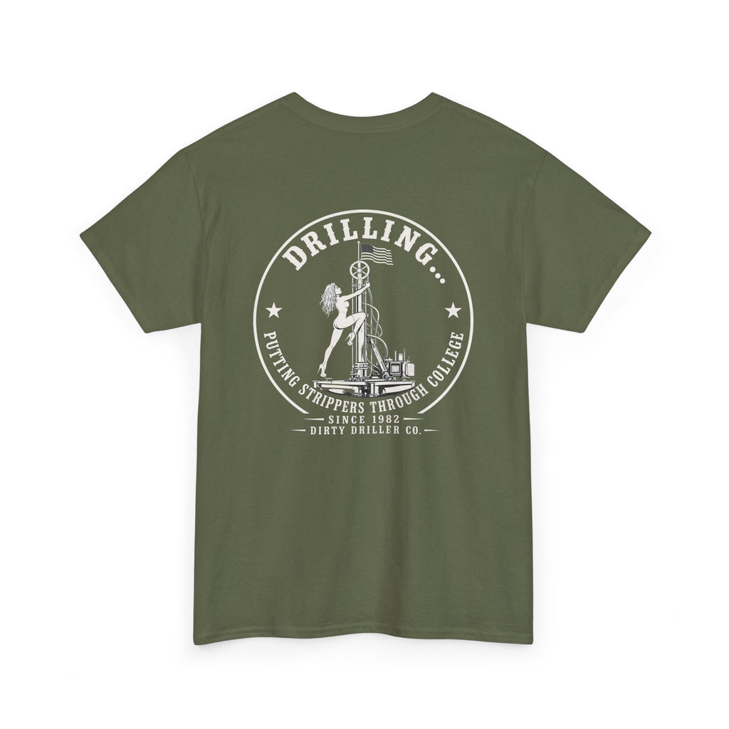 Dirty Driller Co. White Stripper Logo Graphic Tee