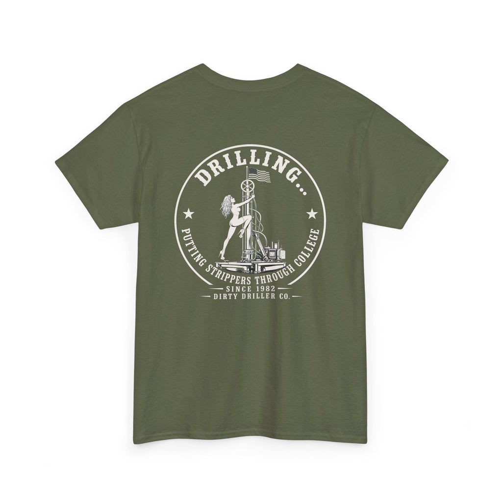 Dirty Driller Co. White Stripper Logo Graphic Tee