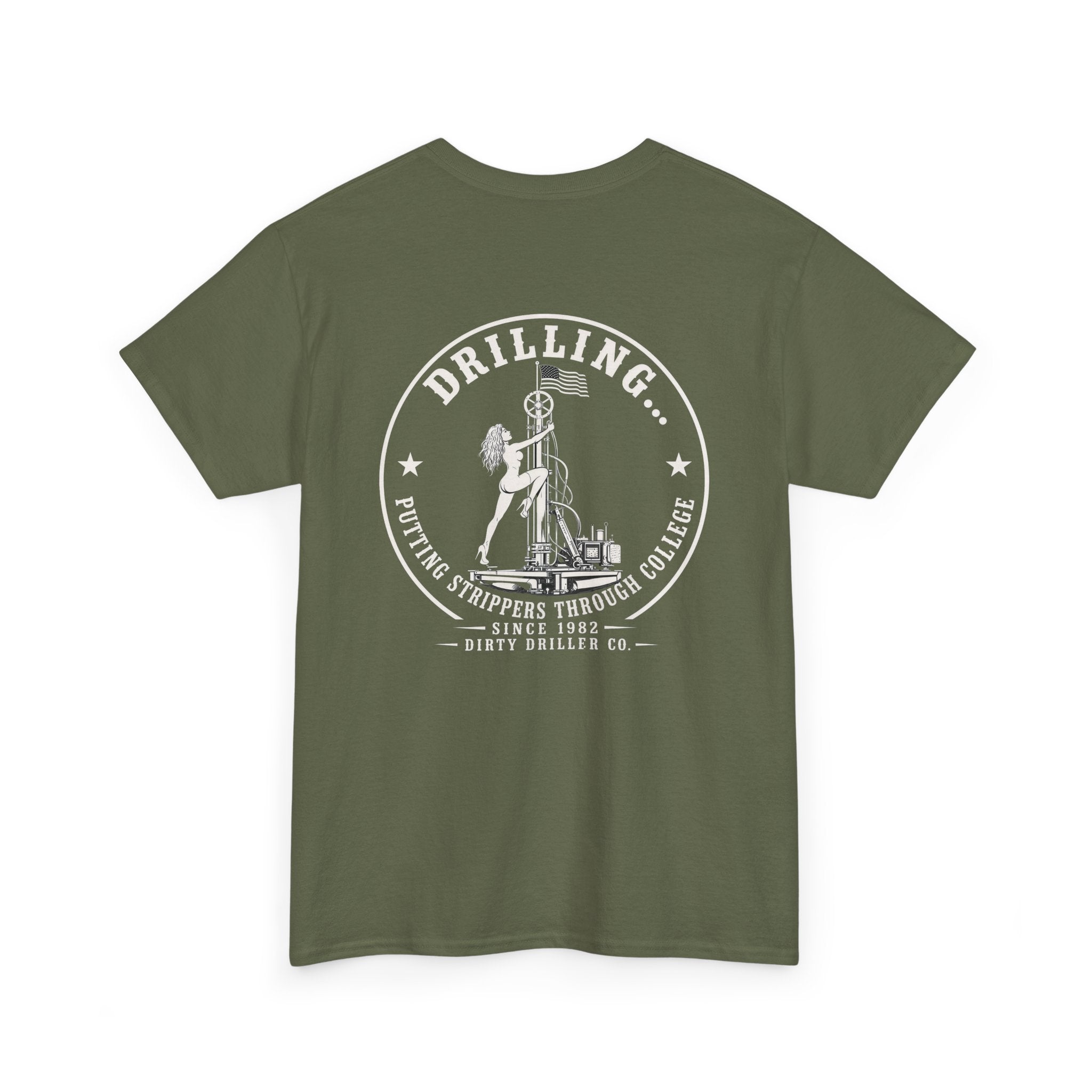 Dirty Driller Co. White Stripper Logo Graphic Tee