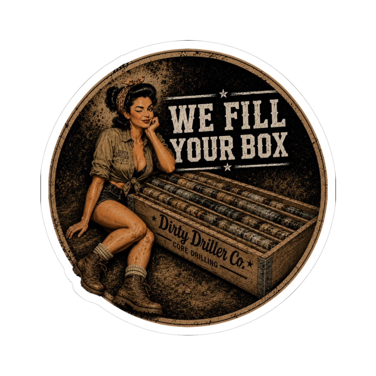 Dirty Driller Co. We Fill Your Box Sticker