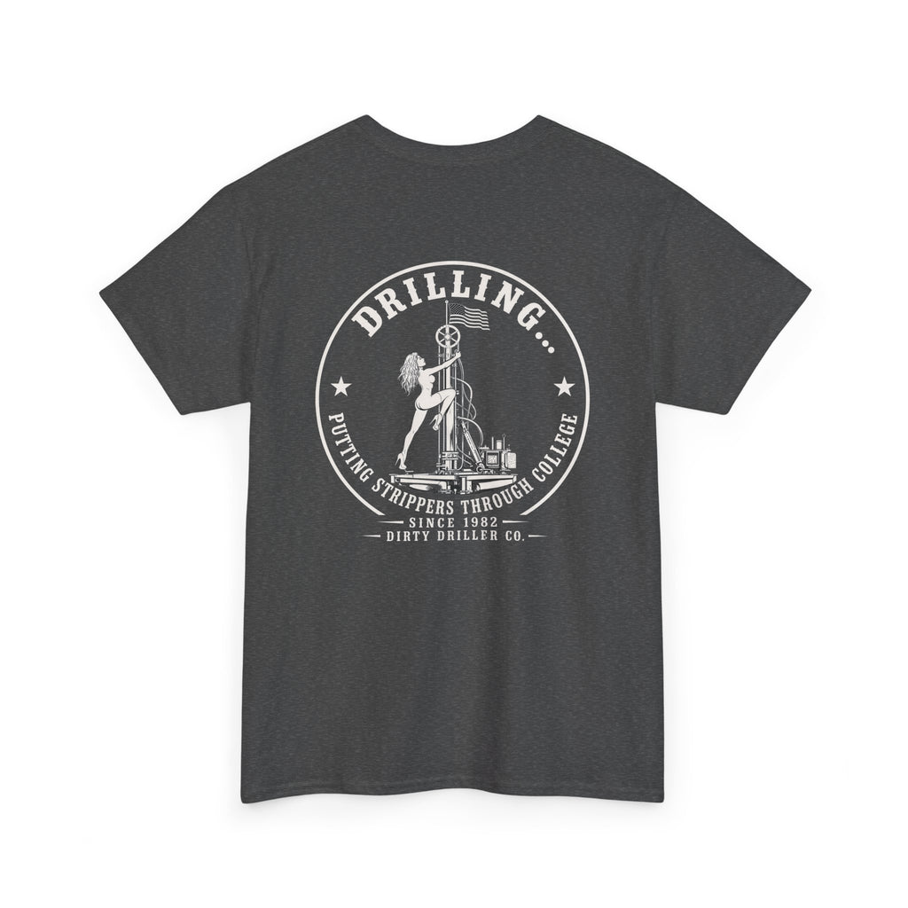 Dirty Driller Co. White Stripper Logo Graphic Tee